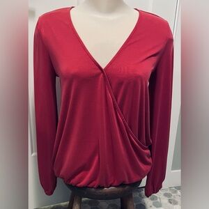 Anthropologie Sunday in Brooklyn Pink Mock V-Neck Wrap Top